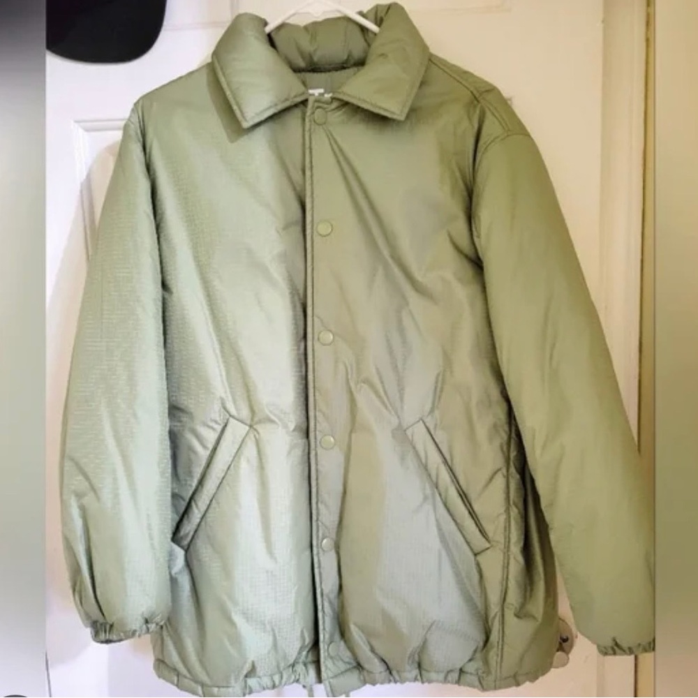 Aritzia Olive Green Quilted Puffer Jacket